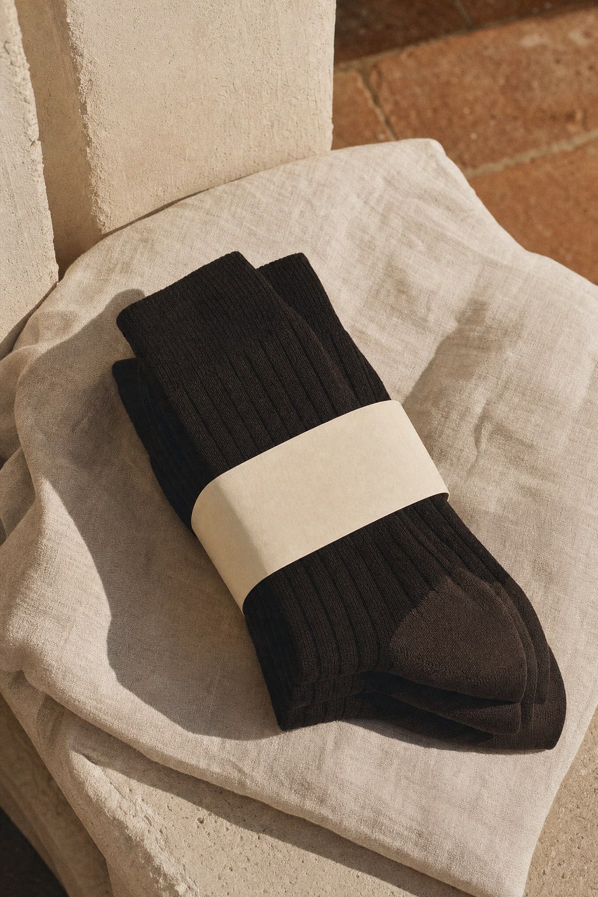 Socks in ink, in warm afternoon light